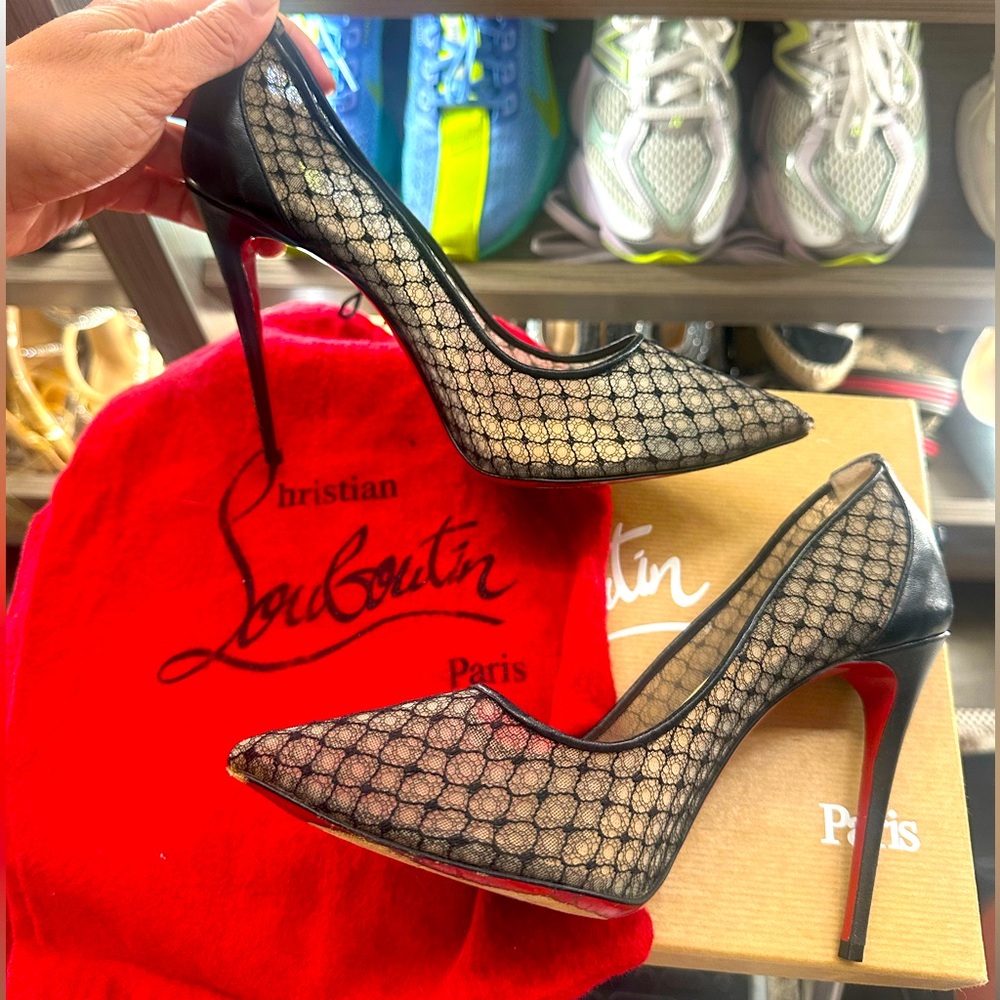 Christian Louboutin Red Bottom Follies Lace Heels Pumps - 100% AUTHENTIC